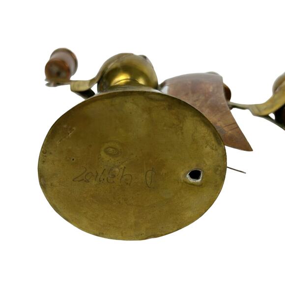 4 Brass and Copper Primitive Angels Candle Holders Hand Made Vintage - Picture 10 of 10